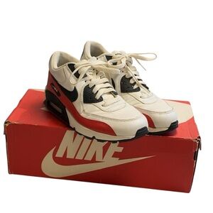 Nike Air Max 90 (GS) White Red Black Youth Sneakers 7Y Women’s 8.5-9
